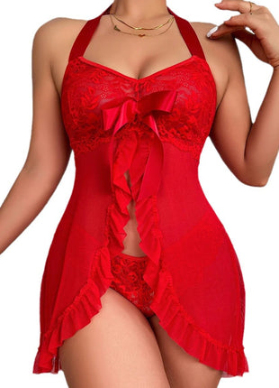 Mesh See-through Halter Nightdress