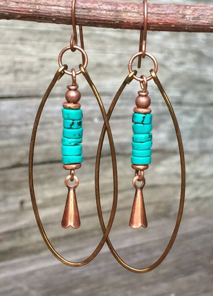 Bohemian Vintage Turquoise Beaded Pendant Earrings