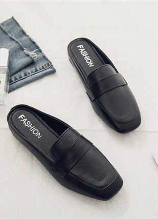 Closed Toe Half Cowhide Soft Leather Flat