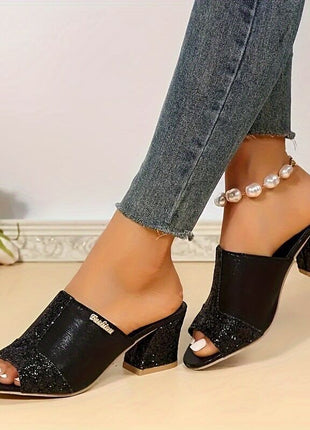 Chunky Sequined Heel