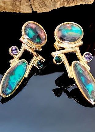 Vintage Earrings Women's Pearl Enamel