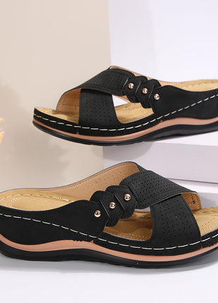 Round Head Leather Mule