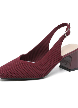 Breathable Square Toe Cap High Heel