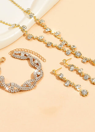 Artificial Crystal Necklace, Earrings & Bracelet Set