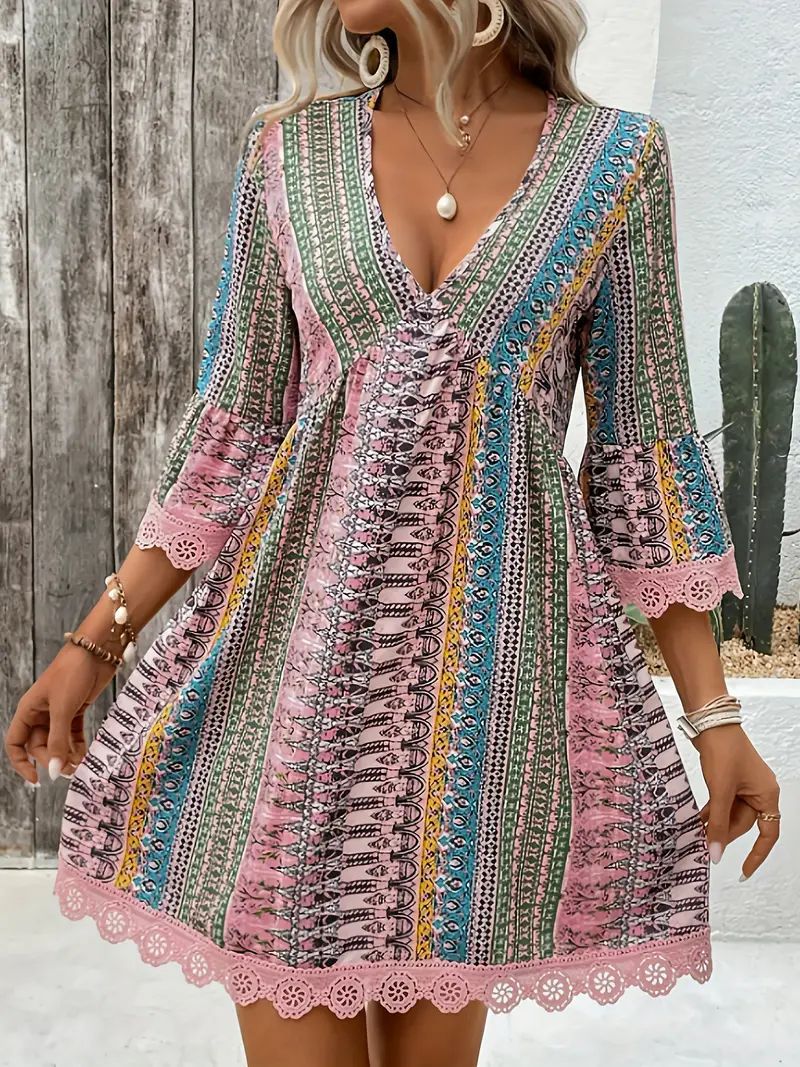 V-neck Casual Loose Dress