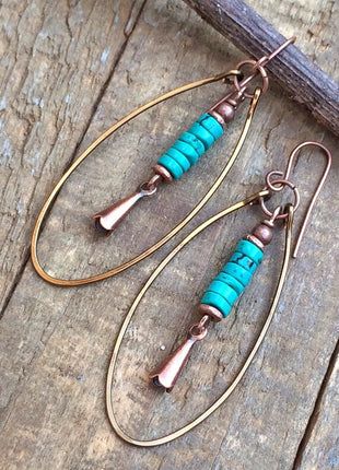 Bohemian Vintage Turquoise Beaded Pendant Earrings