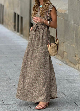 V-neck Ruffled Sleeve Dress
