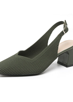 Breathable Square Toe Cap High Heel