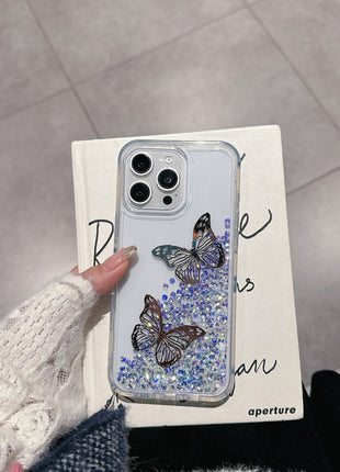 iPhone 13/14/15/16 Quicksand Butterfly Case