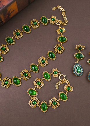 Glass Hollow Jewelled Necklace, Bracelet & Earring Combinations