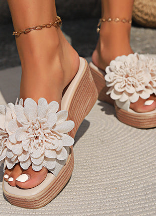 Flower Design Wedge Mule