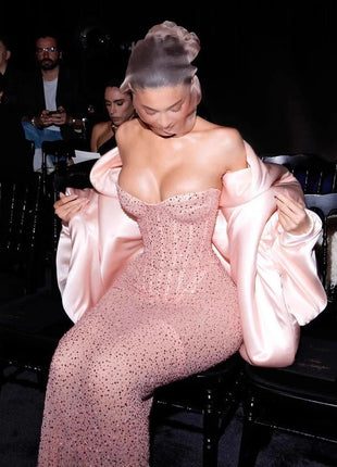 Sequins Fishbone Slim Tube Top Dress