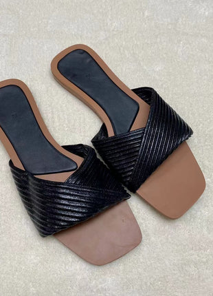 Casual Leather Pleated Flat