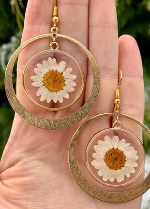 Real Embossed Gold Brass Hypoallergenic Earrings