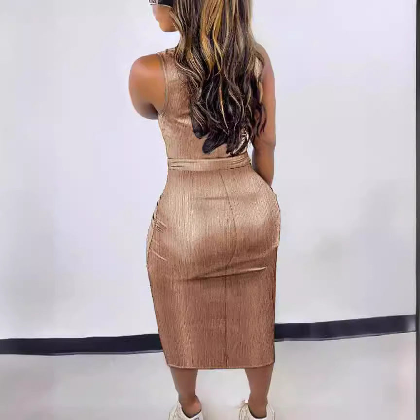 Lace-up Button Tight Dress
