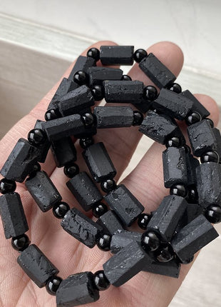 Natural Raw Gemstone Black Tourmaline Bracelet