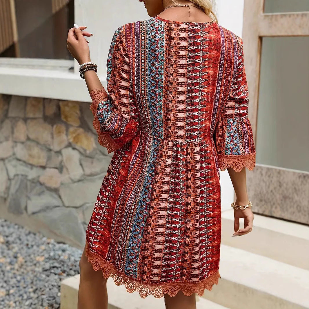 V-neck Casual Loose Dress