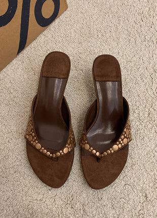 Retro Rivet Suede Stiletto High Heels