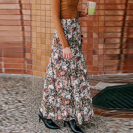 Floral Print Sheath Long Skirt
