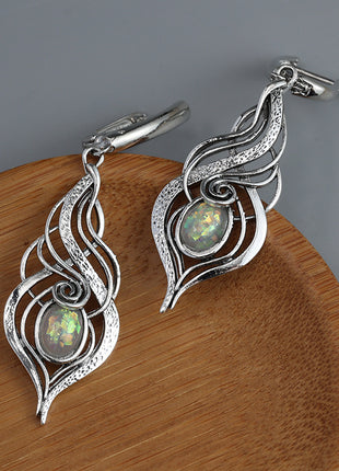 Creative Retro Metal Drop-shaped Gem Pendant Earrings