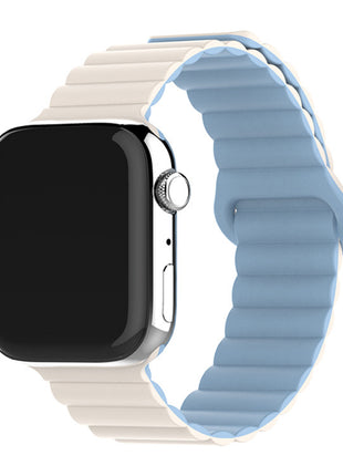 Two-color Silicone Magnetic Back Ring Buckle Band Applicable with Apple watch