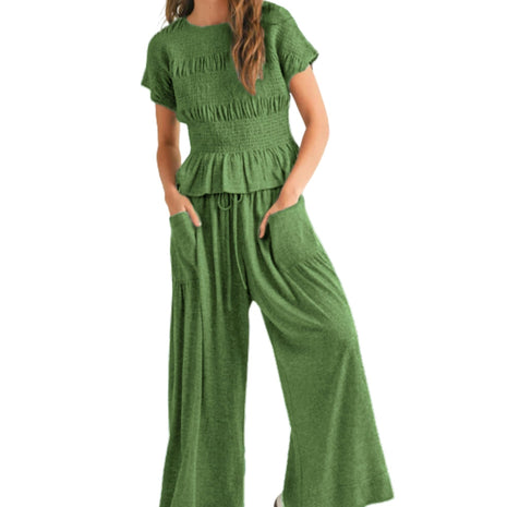 2-piece Pleated Top and Wide Leg Pants