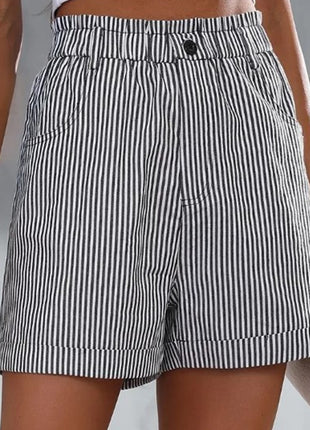 Fashion Ladies Non-stretch Stripe Shorts