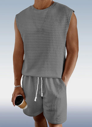 Small Plaid Sleeveless Tank Top Shorts Two-piece Set