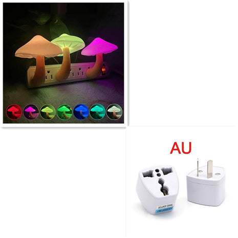 LED Night Light Mushroom Wall Socket Lamp Warm White Light-control Bedroom Light Home Decoration