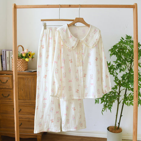 Casual Double-layer Cotton Yarn Pyjamas