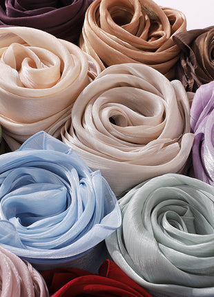 Breathable Cool Island Satin Smooth Silk Toe Scarf