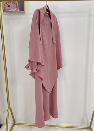 Monochrome Lantern Abaya With Headscarf