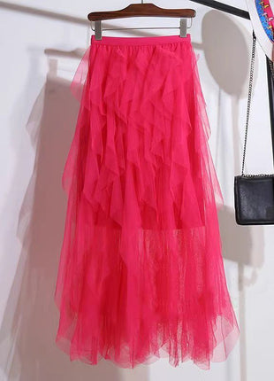 Korean Cake Mesh Pleated Skirt