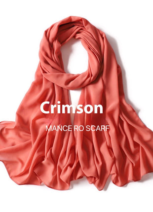 Pure Color Pearl Chiffon Scarf Headcloth Veil Chiffon Scarf