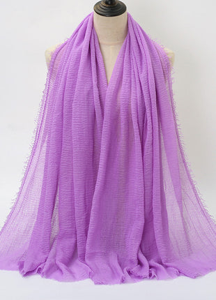 Pure Color Pleated Cotton Scarf Cotton And Linen Scarf