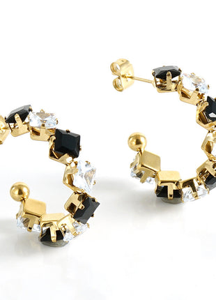Stainless Steel Zircon Rhinestone Earrings