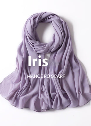 Pure Color Pearl Chiffon Scarf Headcloth Veil Chiffon Scarf