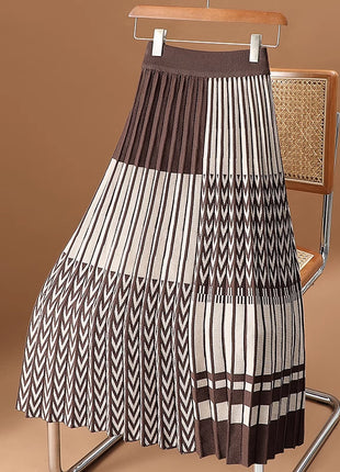 Plaid Pleated Skirt Knitted Skirt
