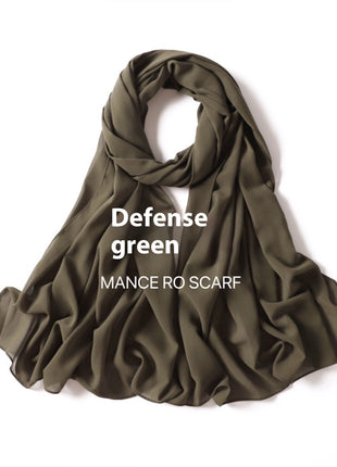 Pure Color Pearl Chiffon Scarf Headcloth Veil Chiffon Scarf