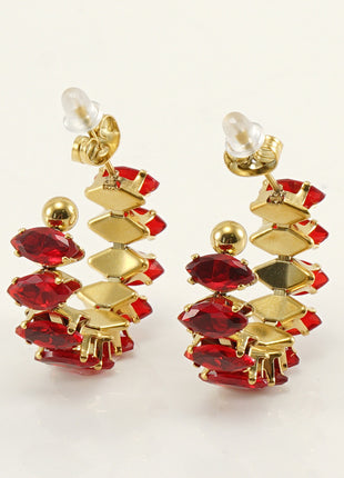 Stainless Steel Zircon Rhinestone Earrings