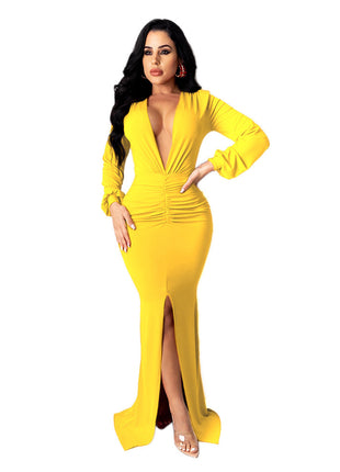 Large V-neck Slim-fit Evening Dress