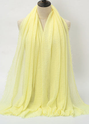 Pure Color Pleated Cotton Scarf Cotton And Linen Scarf