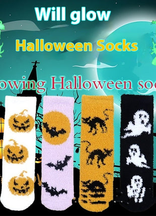 Halloween Lint-free Coral Fleece Luminous Dispensing Socks