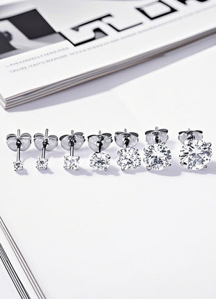 Butterfly Clasp Four-Claw Zircon Stud Earrings