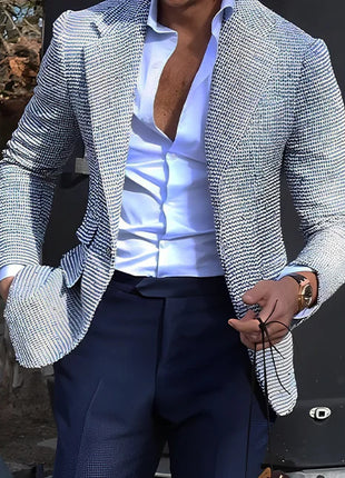 Light Business Men's Printed Checks Coat