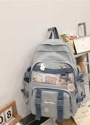 Cute Contrast Color Preppy Casual Nylon Backpack