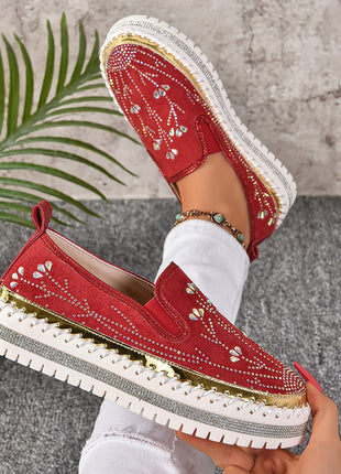 Slip-on Rhinestone Thick Bottom Shoes