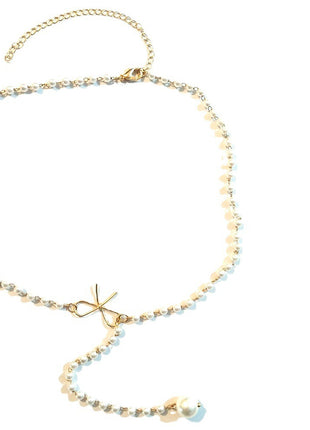 Bow Pearl Tassel Pendant Necklace