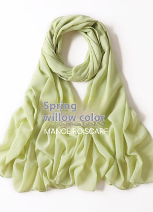 Pure Color Pearl Chiffon Scarf Headcloth Veil Chiffon Scarf