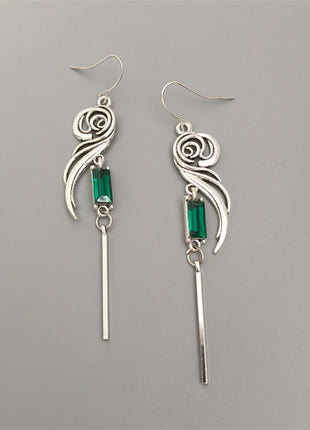 Geometric Square Zircon Long Tassel Earrings